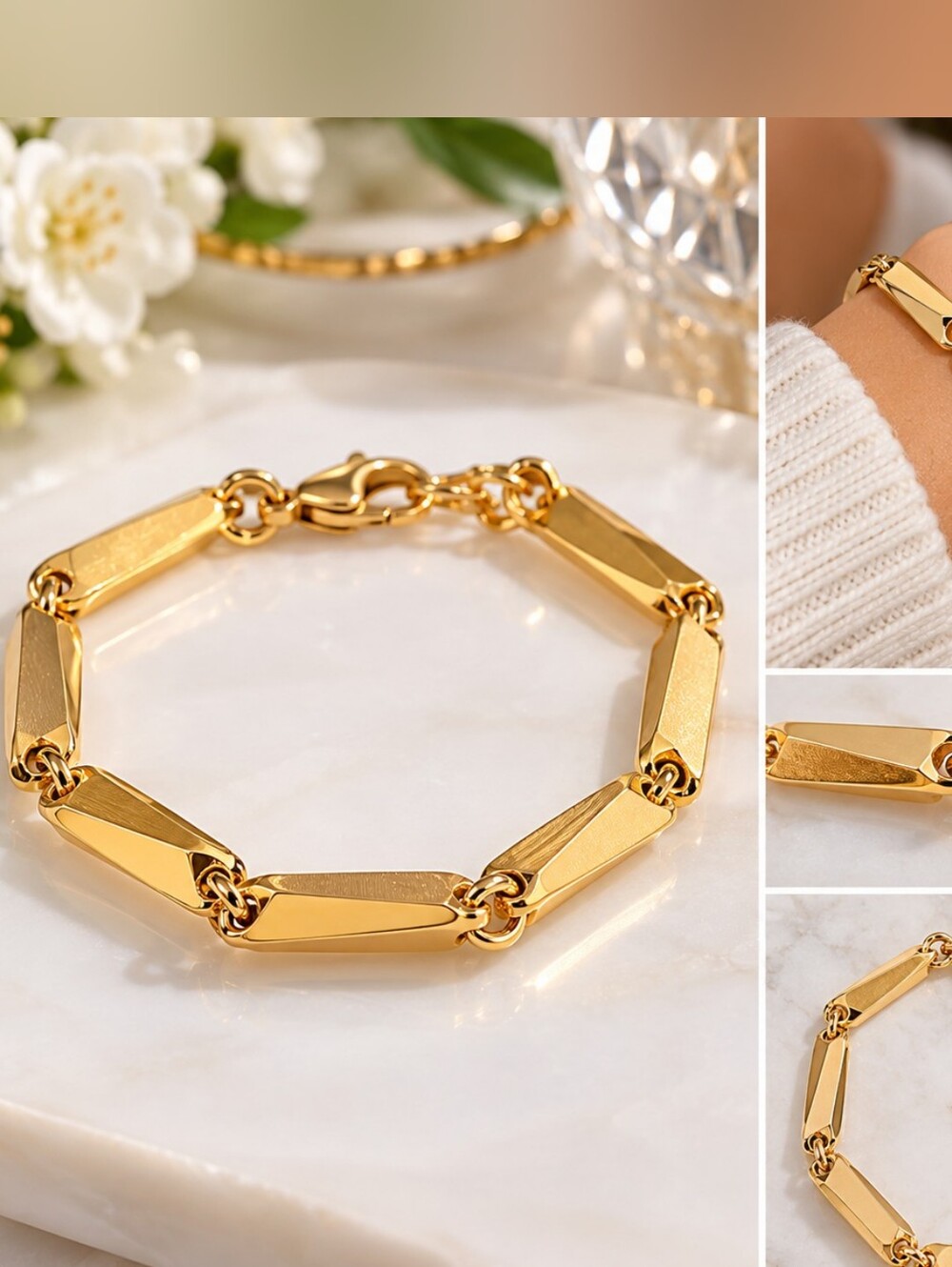 Gold Geometric Link Bracelet - Women Jewelry